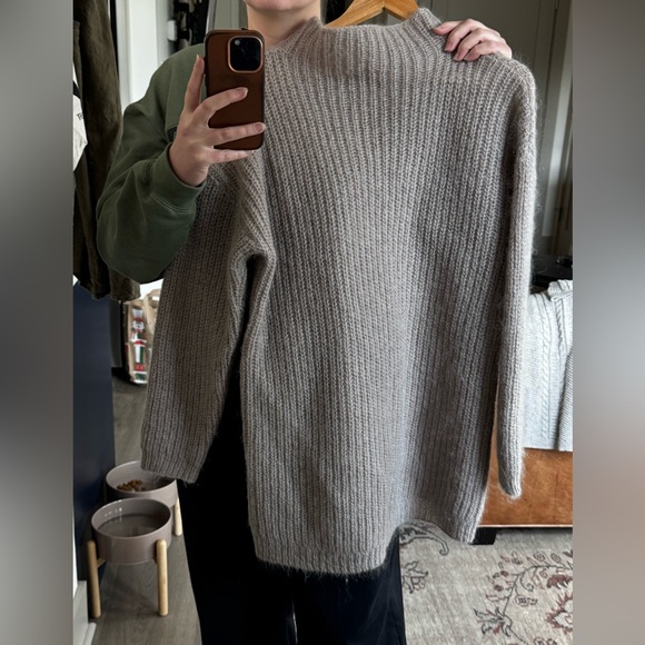 Sundance Taupe Brown Wool Mohair Blend Mock Neck Tunic Sweater - Picture 5 of 5